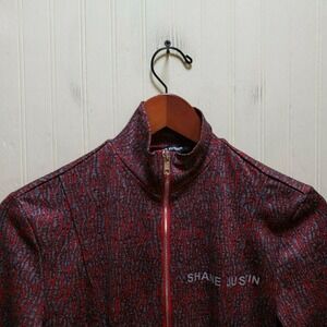 Shane Justin Catsuit Womens Large Red Mock Neck Zip Long Sleeve Stretch Logo